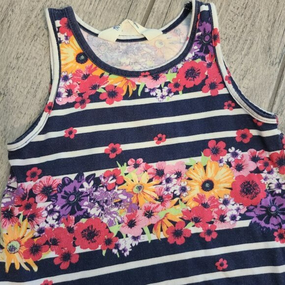 🏷 3/$15 or 5/$20 H&M baby girl sleeveless dress blue floral size 1.5 - 2 years - Picture 2 of 6